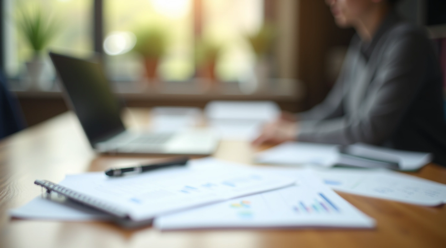 Professioneel werkruimte met planningsmateriaal en laptop