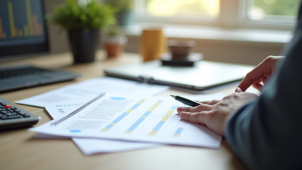 Persoon werkt aan planningstemplate met rekenmachine